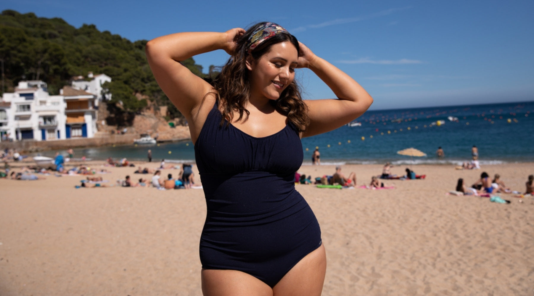 Women Plus Size Black One Piece Slimming Swimsuit For Big Boobs