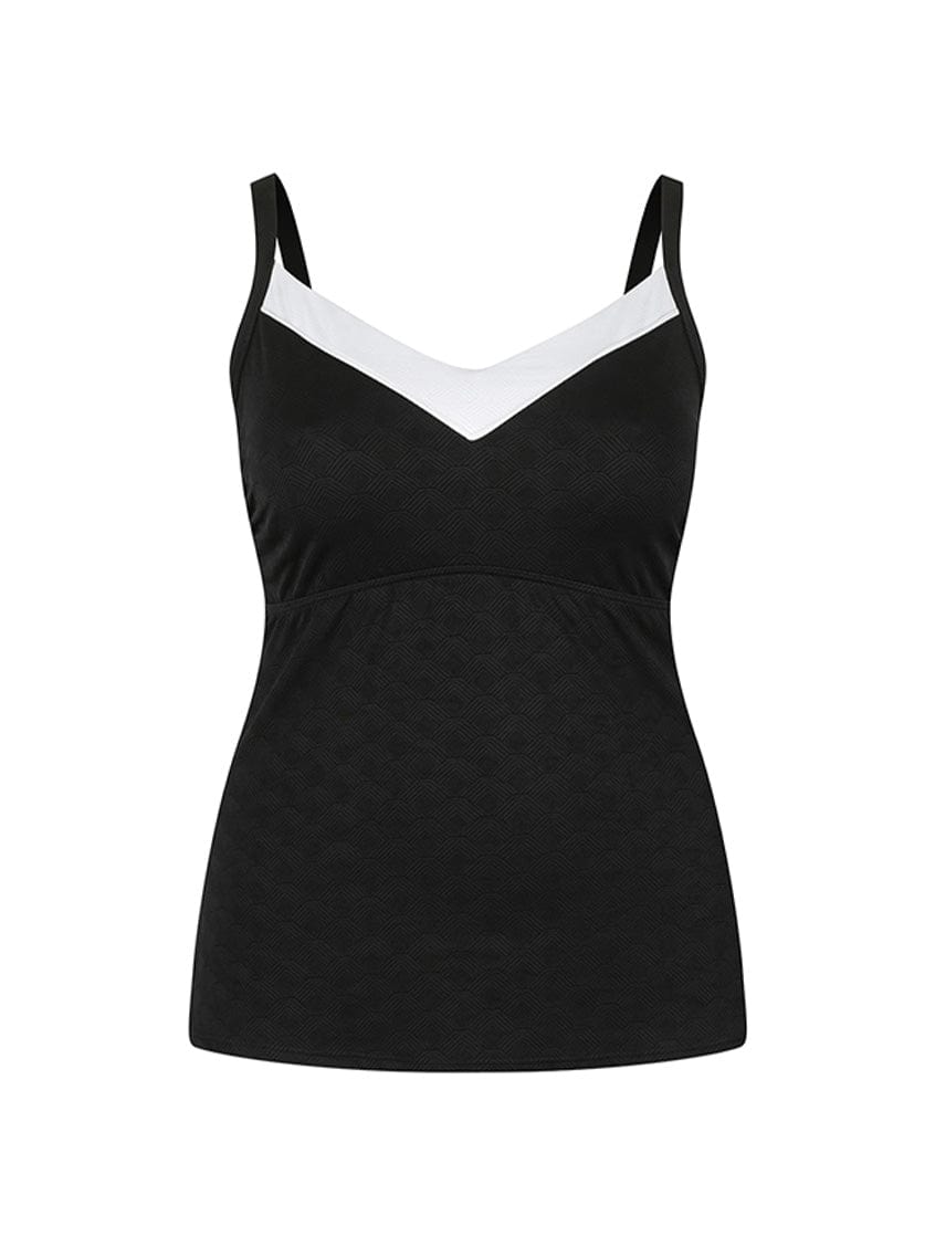 Ghost Mannequin of black and white tankini top