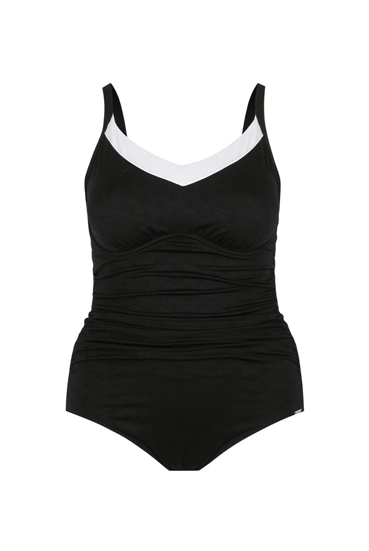 Ghost mannequin black with white stripe underwire swimsuit
