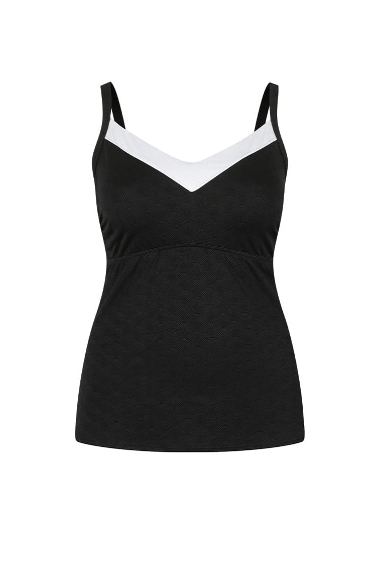 Ghost Mannequin of black and white tankini top