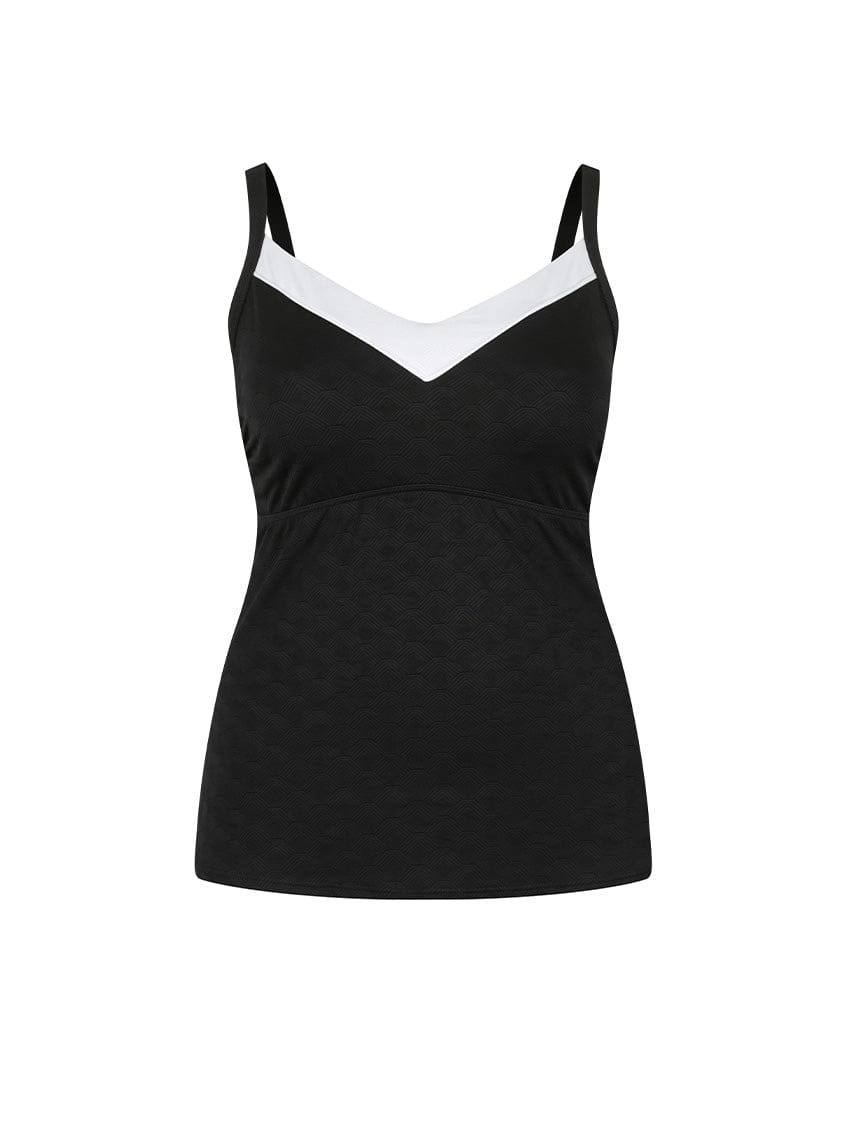 Ghost Mannequin of black and white tankini top