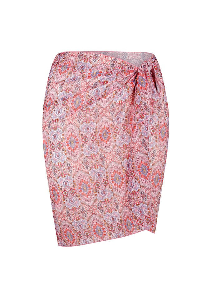Ghost mannequin of pink mesh skirt with side tie for curve women