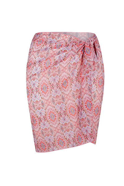 Ghost mannequin of pink mesh skirt with side tie for curve women