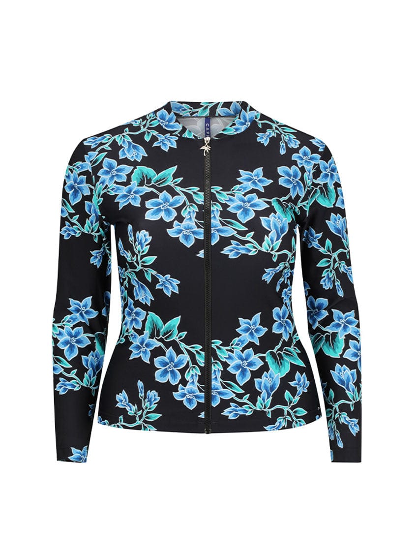 Ghost Mannequin of blue floral long sleeve rashie
