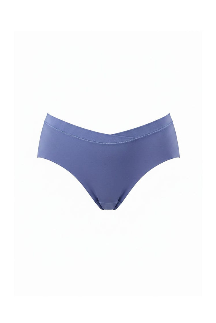Purple high-waisted bikini bottom on a white background