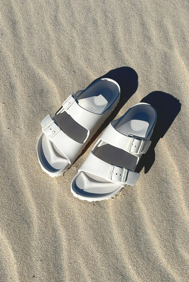 Eggshell white womens slide on sandals