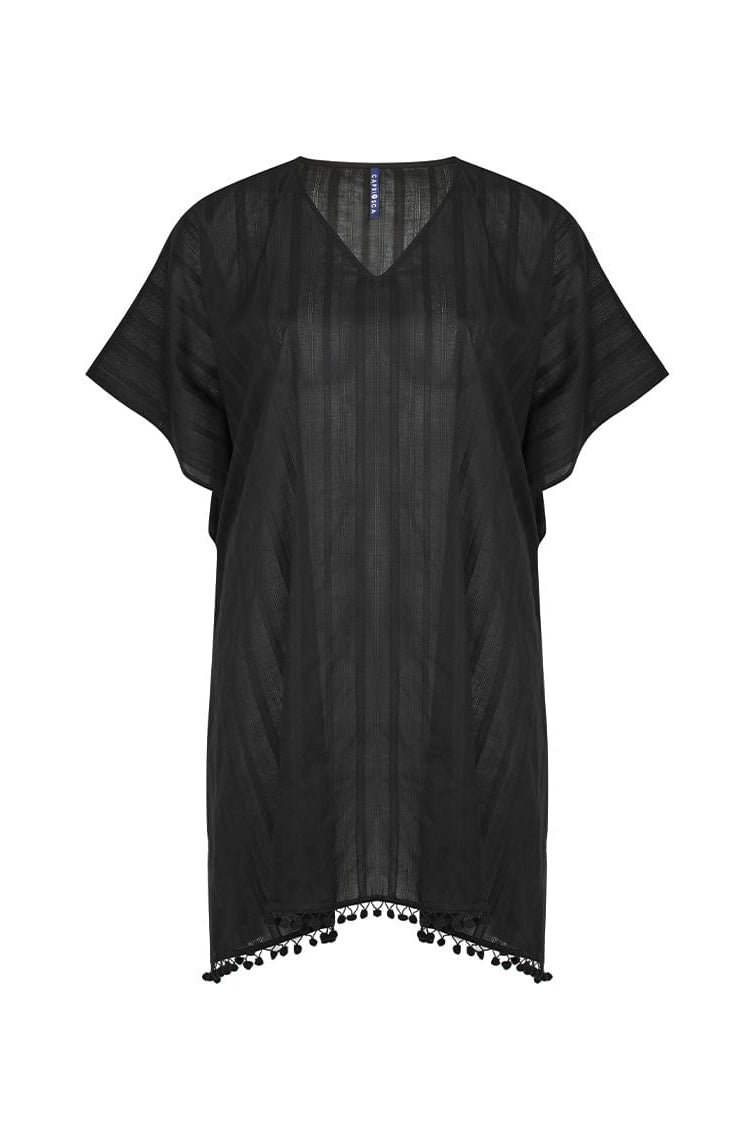 Ghost mannequin of black cotton kaftan