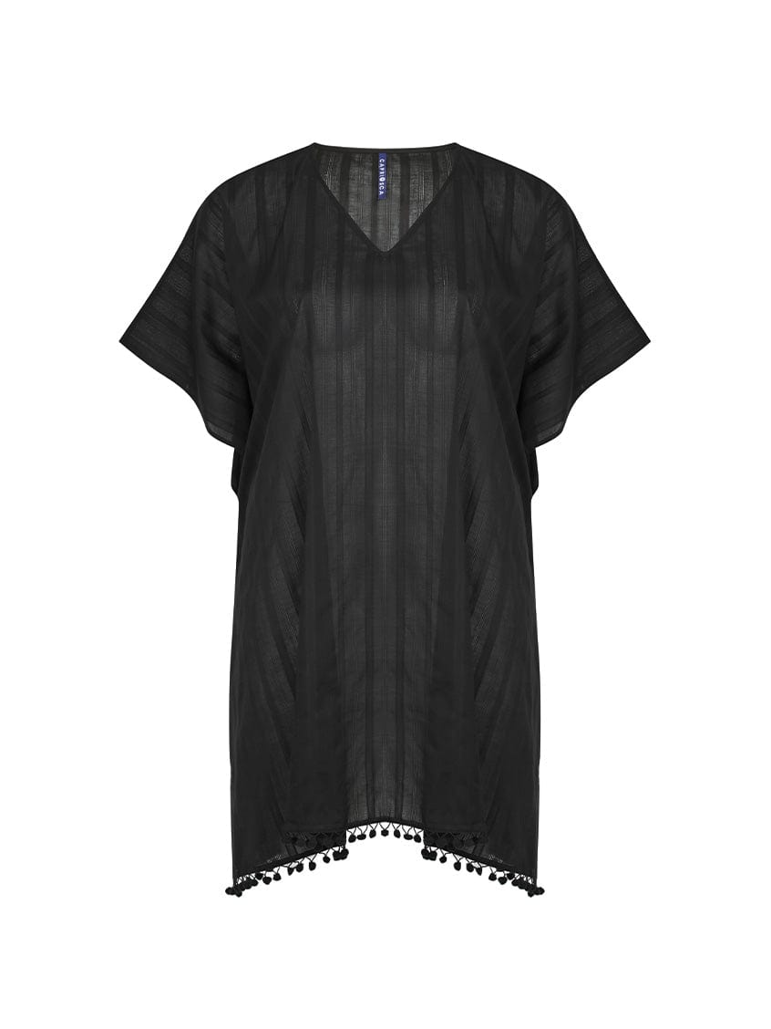 Ghost mannequin of black cotton kaftan