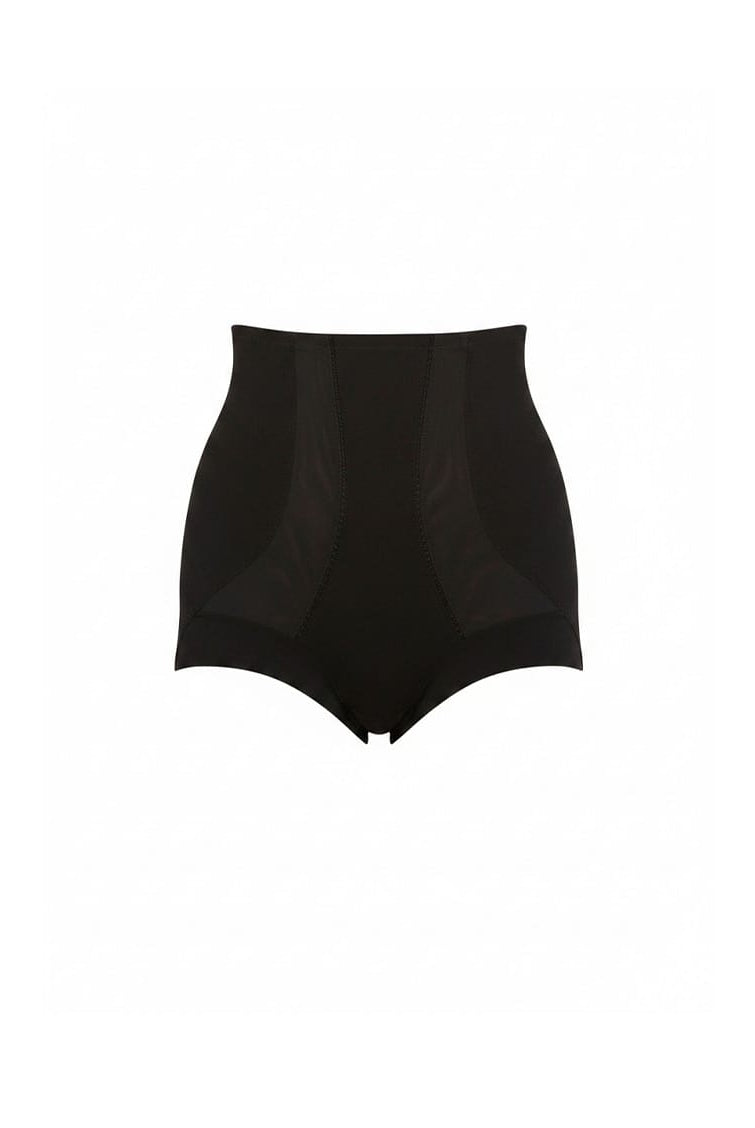 Black high-waisted underwear on a white background
