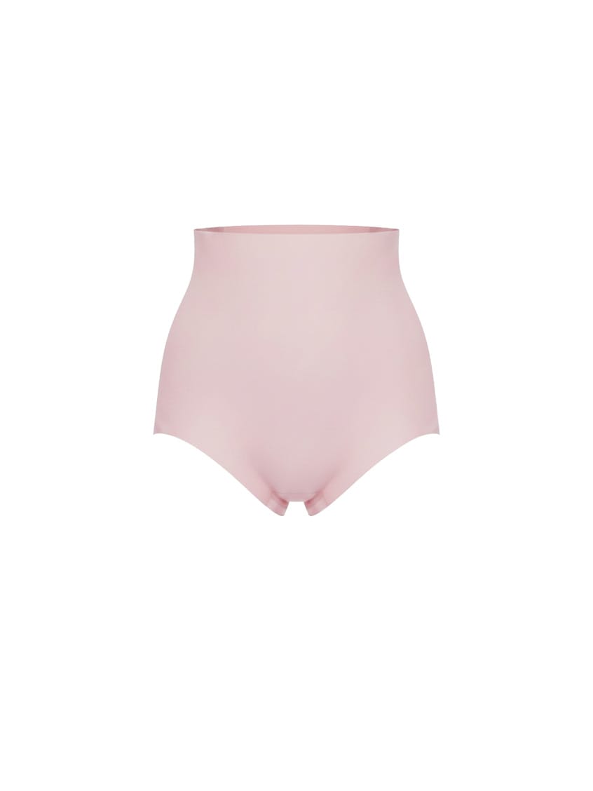Pink high-waisted underwear on a white background