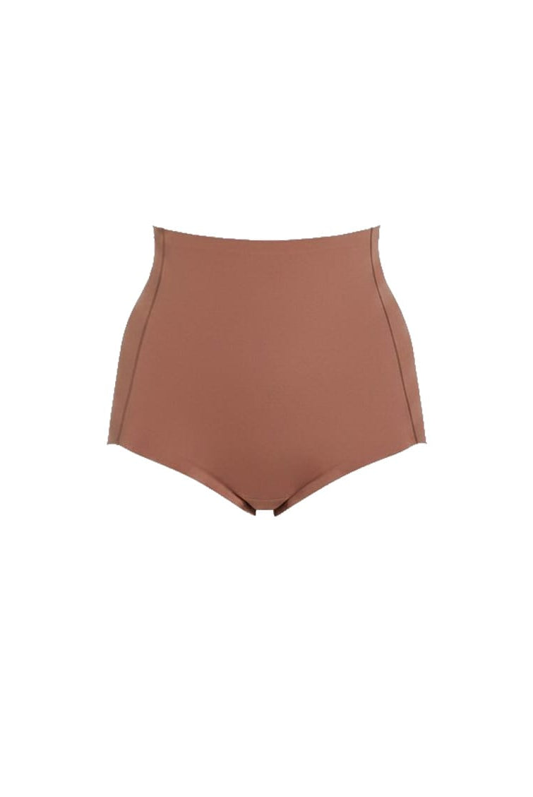 Brown high-waisted underwear on a white background