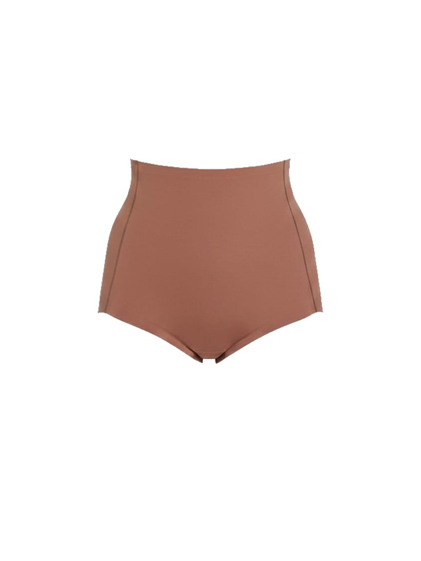 Brown high-waisted underwear on a white background