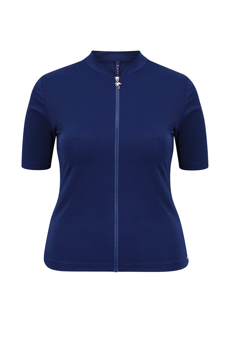 Ghost mannequin navy chlorine resistant short sleeve rash vest