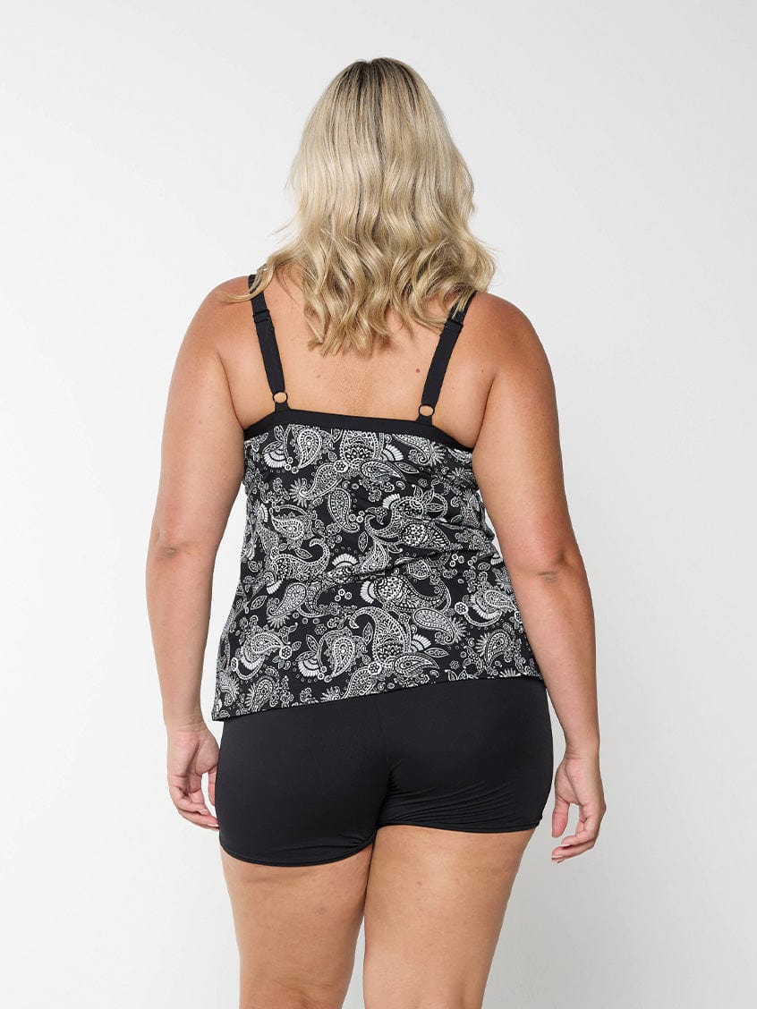 Mono Paisley Chlorine Resistant Underwire Tankini Top