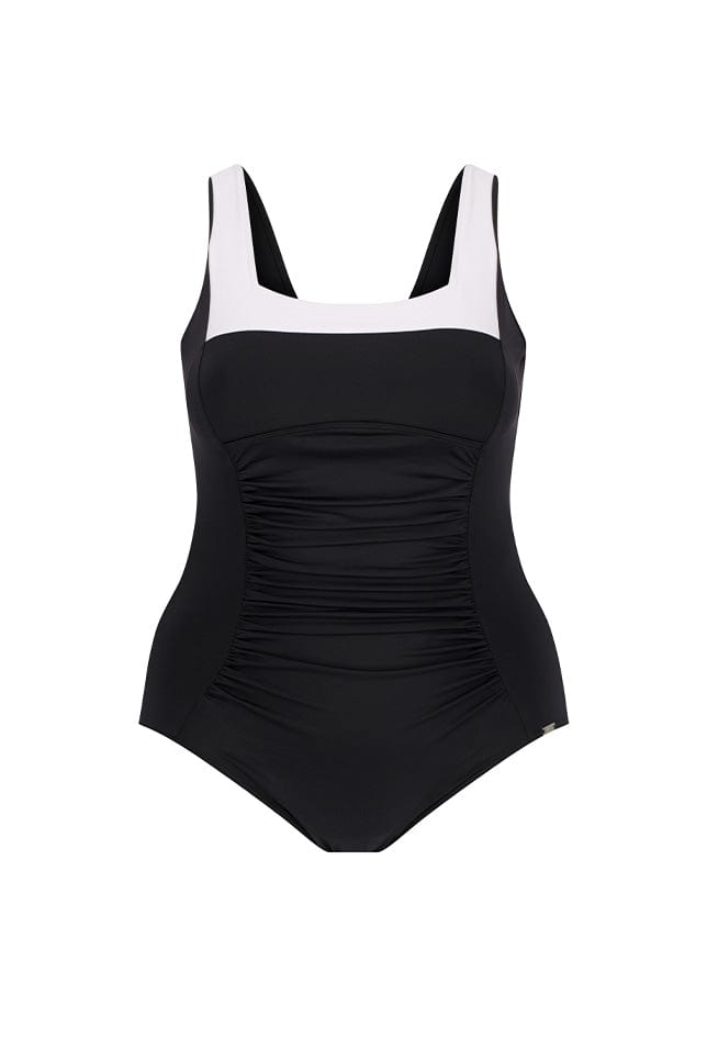 ghost mannequin black with white accent one piece