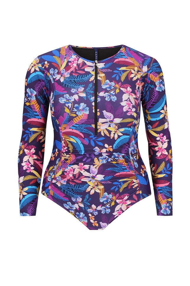 Ghost mannequin of long sleeve one piece with zip front detail