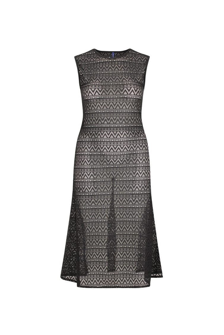 Ghost mannequin black mesh maxi dress