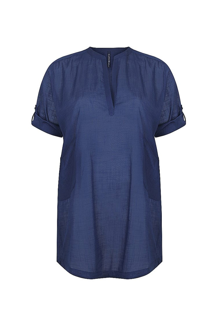Ghost mannequin of cotton overshirt in navy