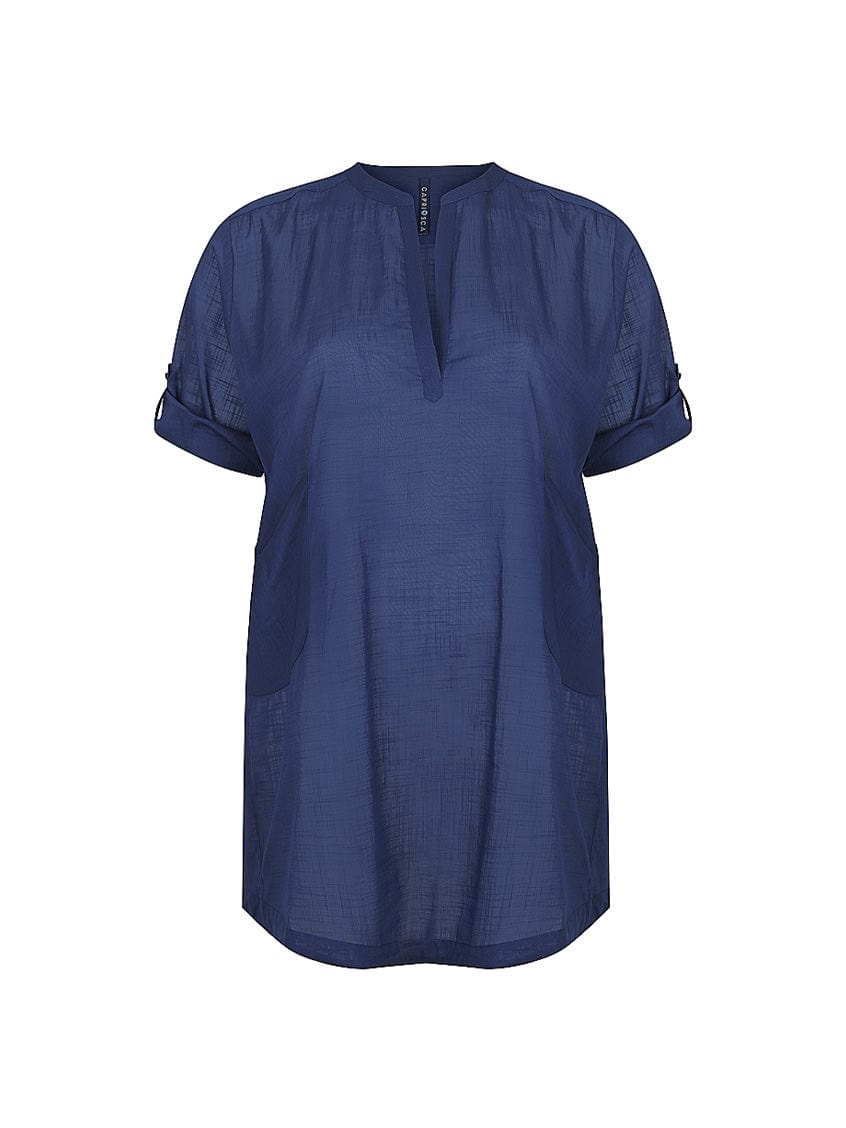 Ghost mannequin of cotton overshirt in navy