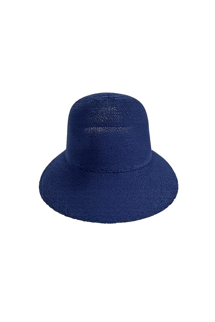 Navy blue bucket hat on a white background