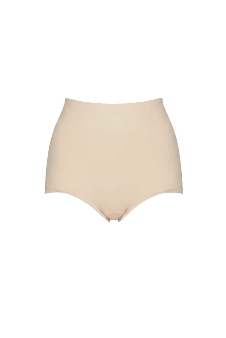 Beige high-waisted underwear on a white background