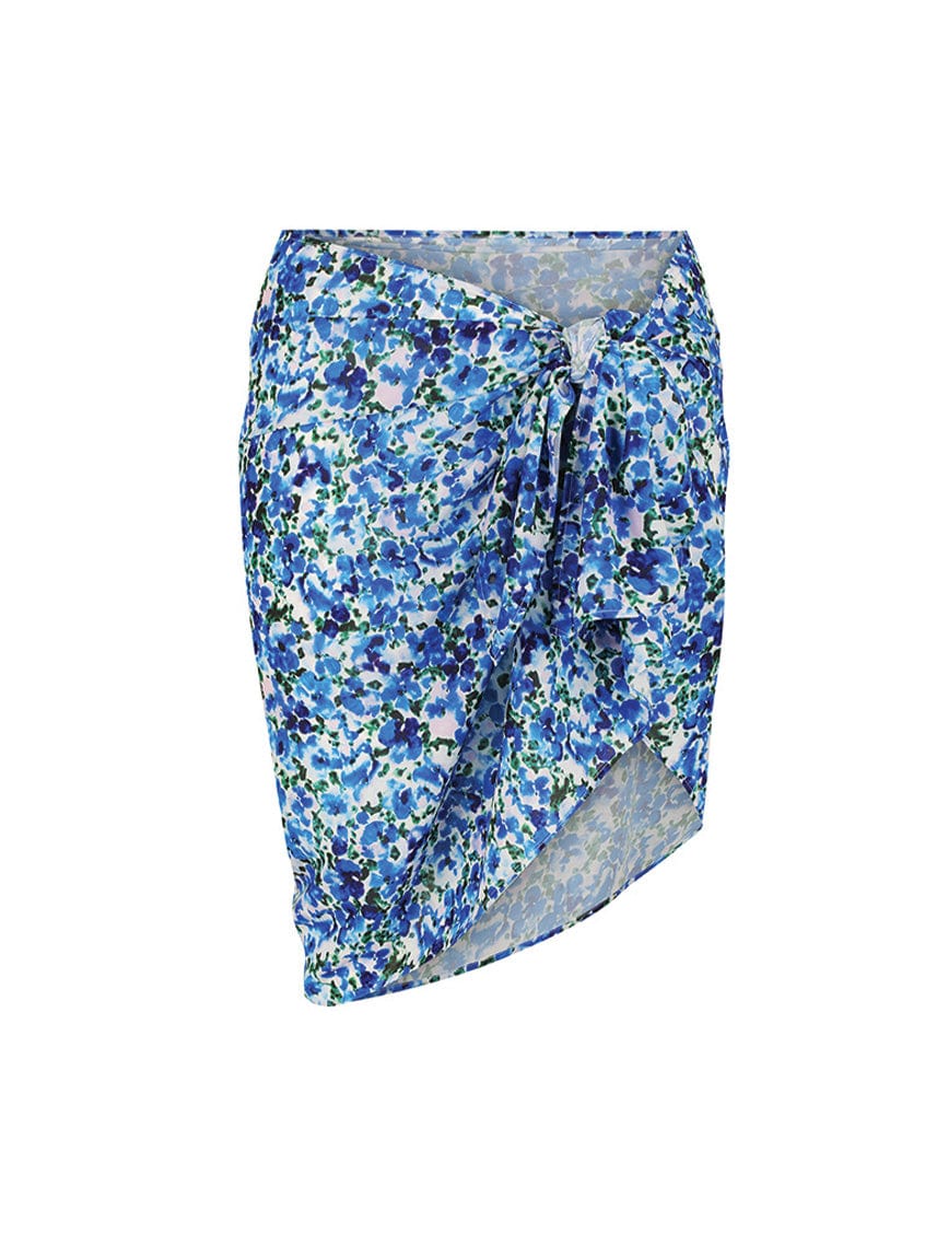 Ghost mannequin blue floral tie sarong