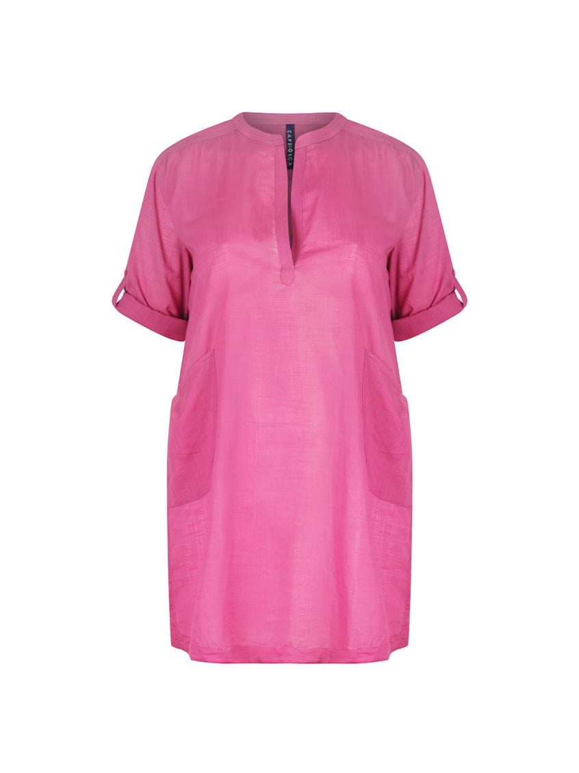 Ghost mannequin of short sleeve overshirt in pink