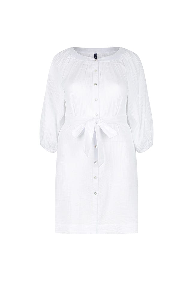 White Cheesecloth Button Through Dress