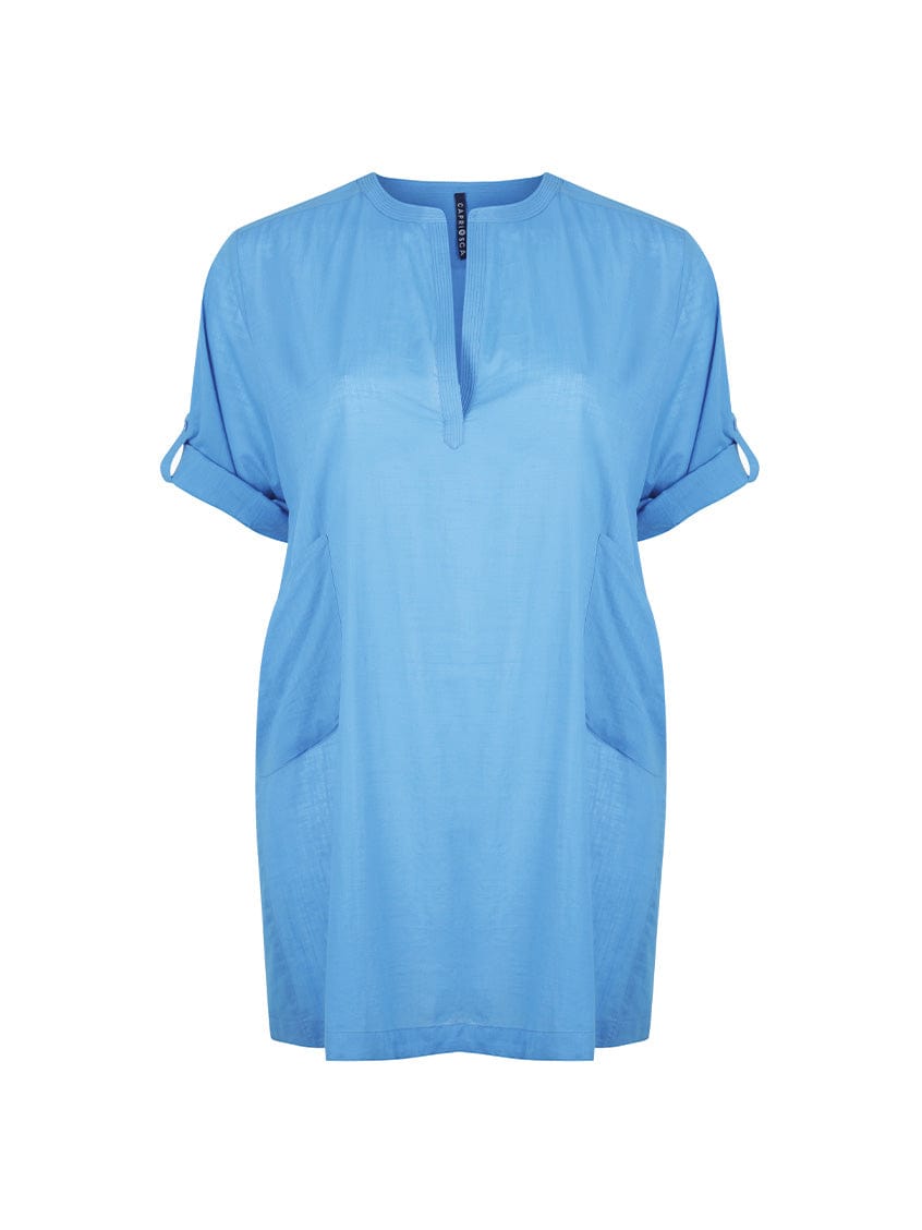 plus size kaftan top blue