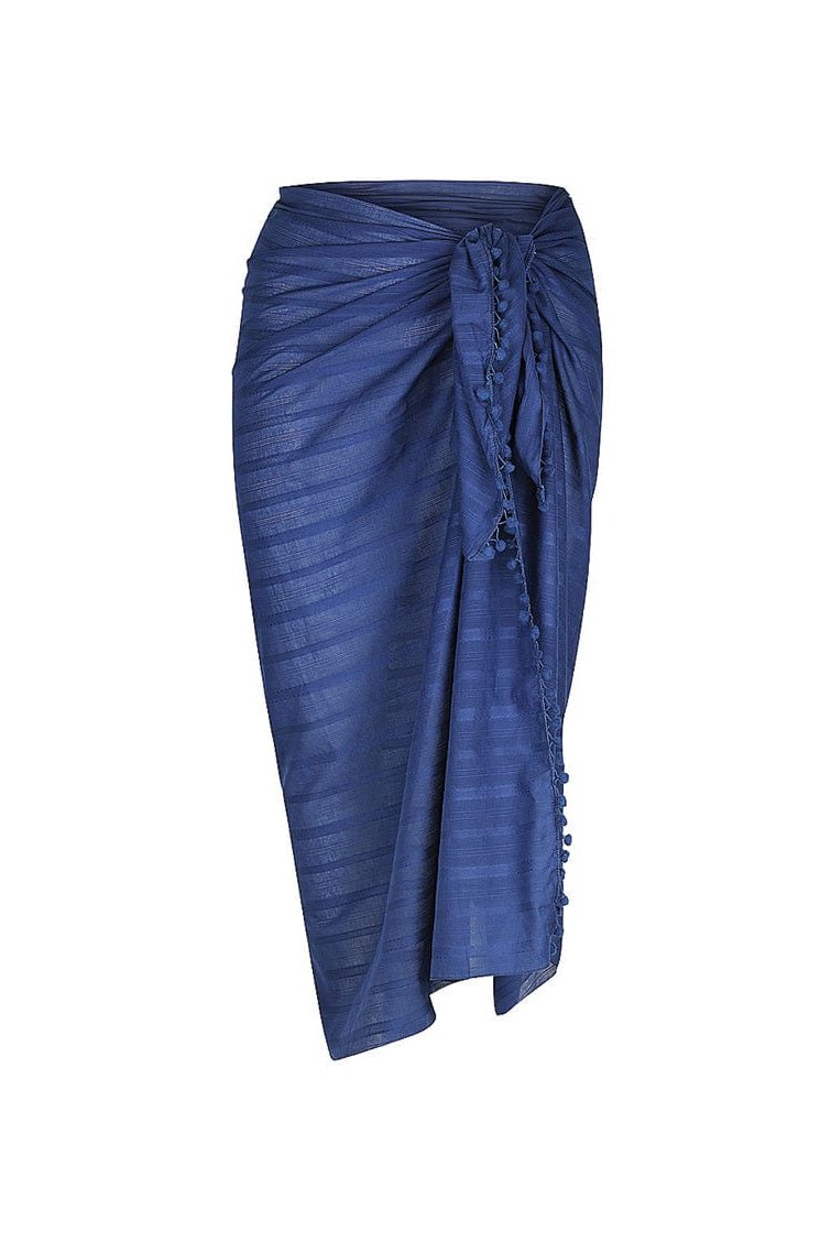 Ghost mannequin of navy cotton sarong with tie detail for curve women