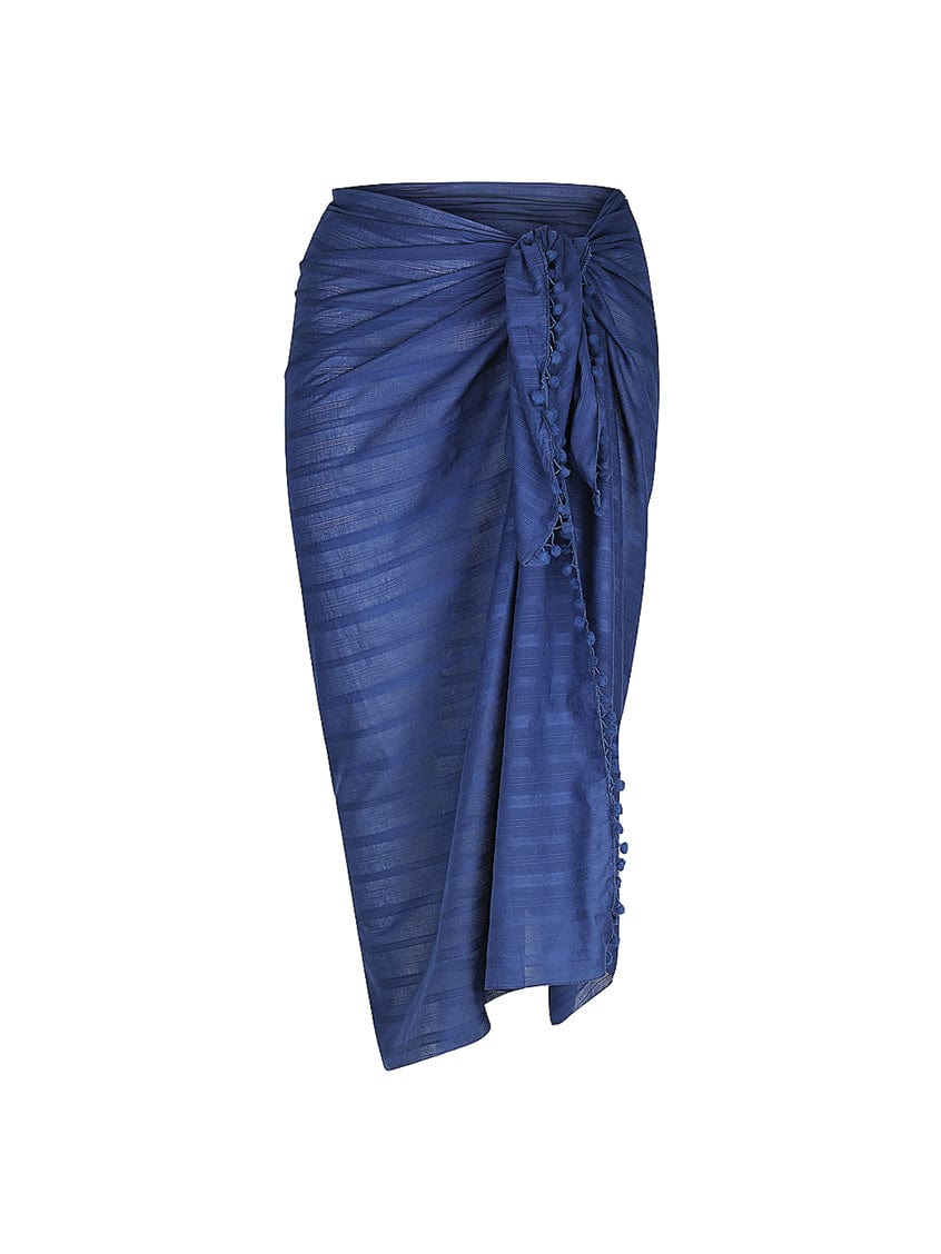 Ghost mannequin of navy cotton sarong with tie detail for curve women