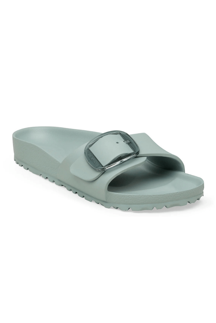 Ghost mannequin of sage birkenstock one strap sandal