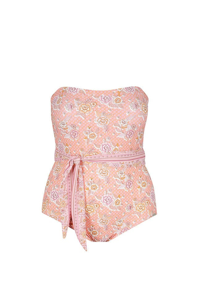 Ghost mannequin pink floral bandeau one piece