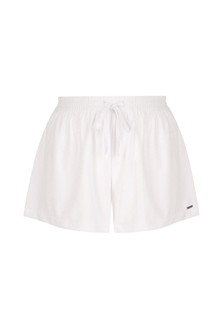 ghost mannequin of white terry towelling shorts for curve women
