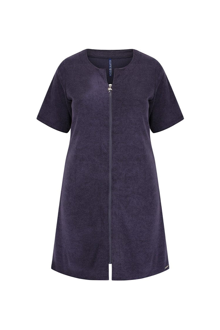 Ghost mannequin of navy plus size beach coverup dress