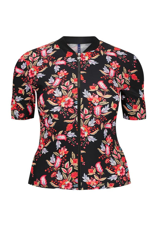 Ghost mannequin of pink floral rash vest for curve women