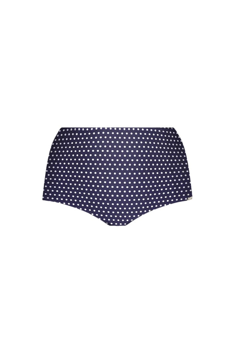 navy polka dot high waist bikini bottom