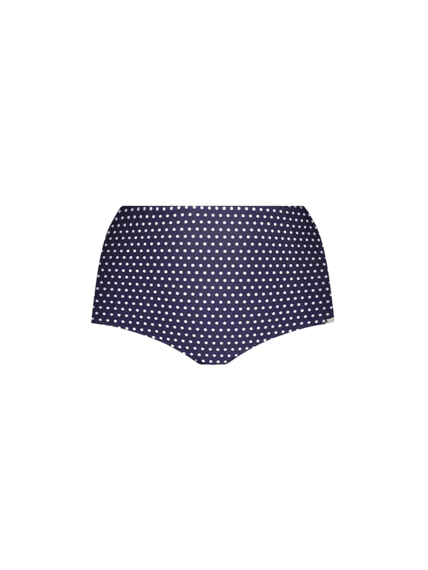 navy polka dot high waist bikini bottom