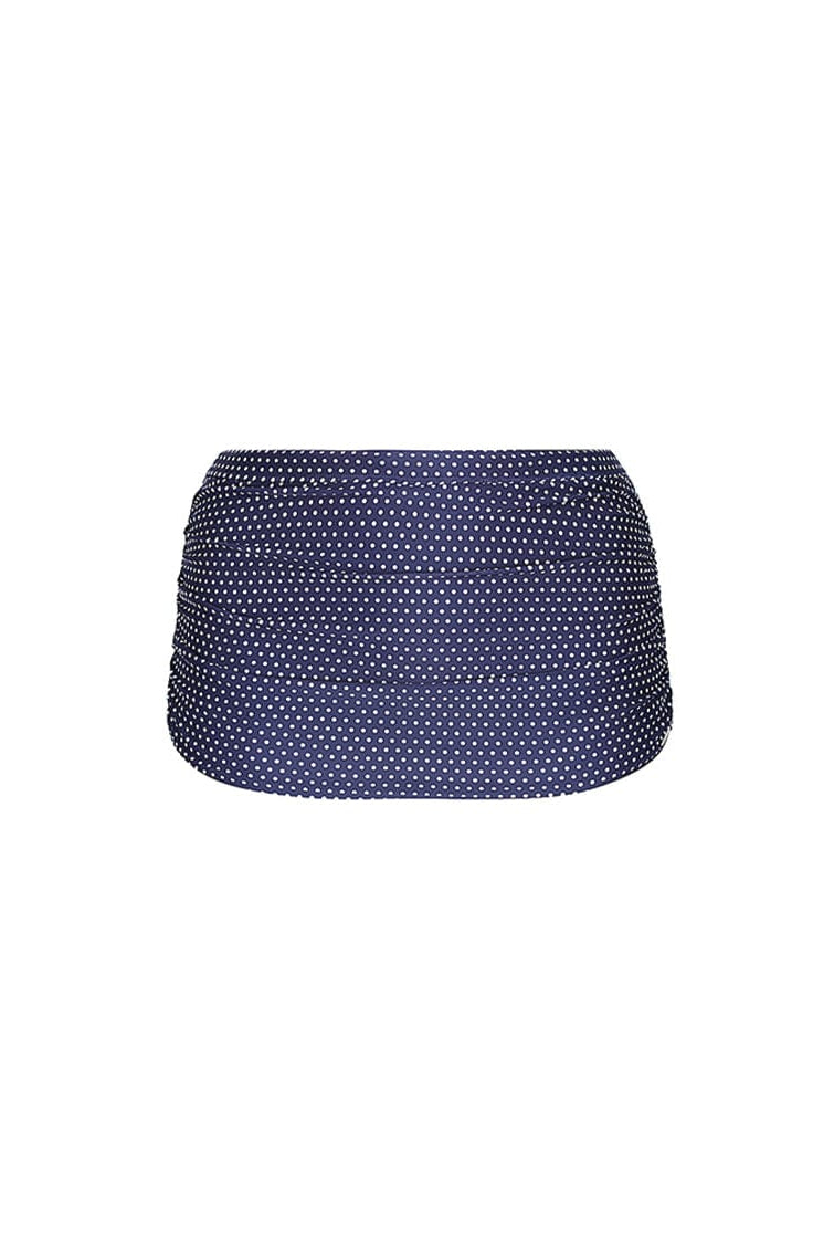 navy polka dot skirted pant