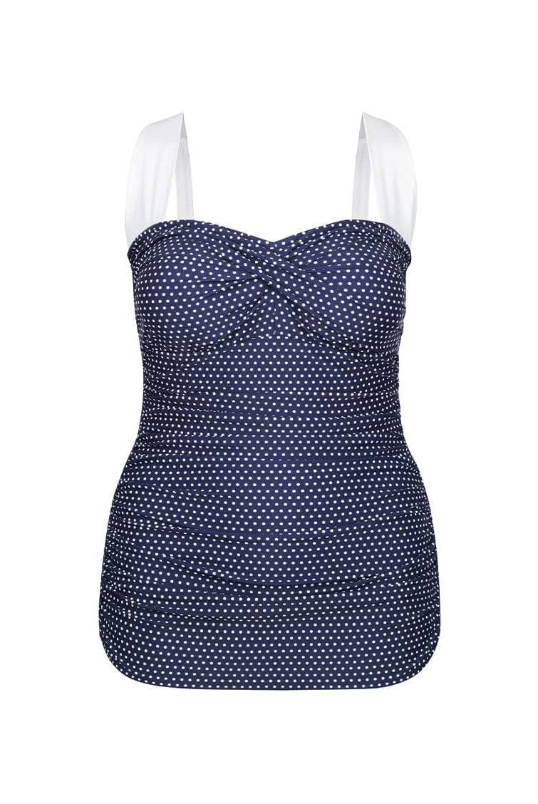 navy polka dot retro style one piece