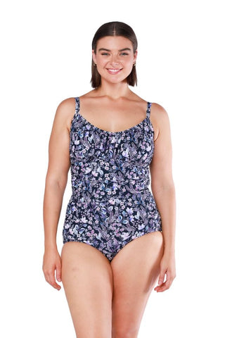 Navy Floral Underwire Tankini Top