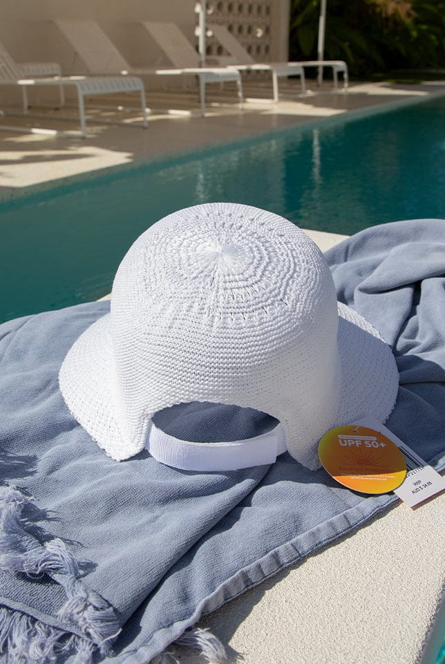 white adjustable pool hat