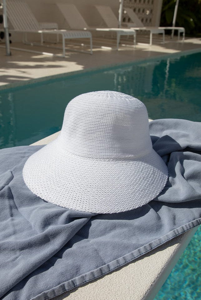 white wide brim hat
