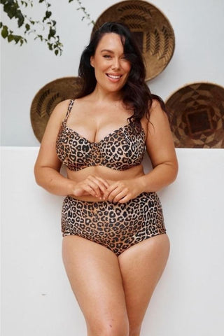 Leopard Sustainable High Waist Bikini Bottoms