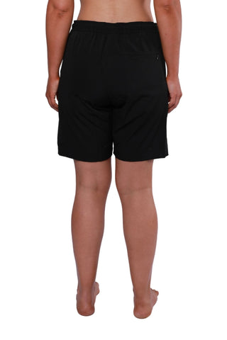 Plain Black Luxe Sport Stretch Board Shorts