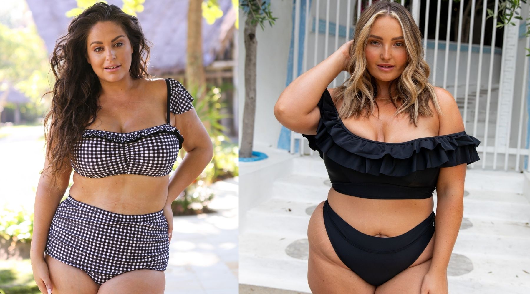 Women wearing plus size bikinis