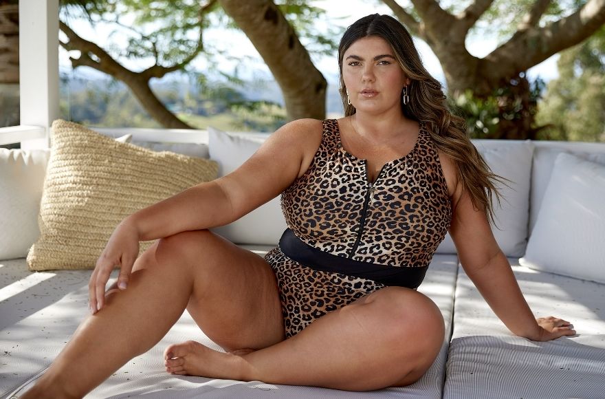 Sustainable Leopard zip up one piece swimsuit