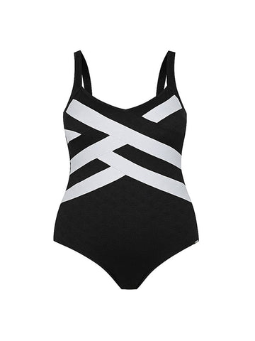 Acapulco Black and White Criss Cross One Piece