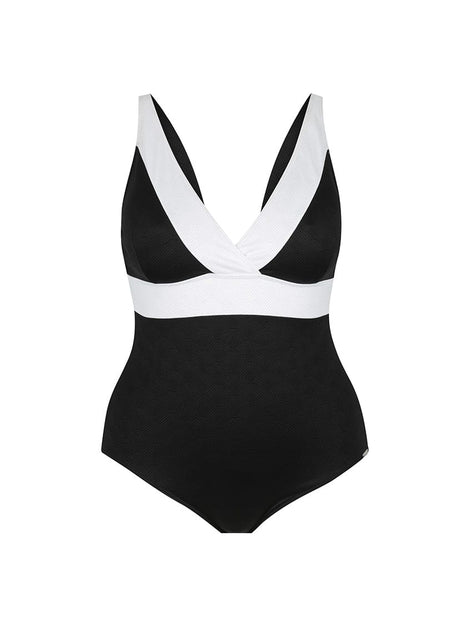 Acapulco Black and White V Neck One Piece