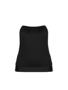 Ghost mannequin of strapless flouncy bandeau tankini top